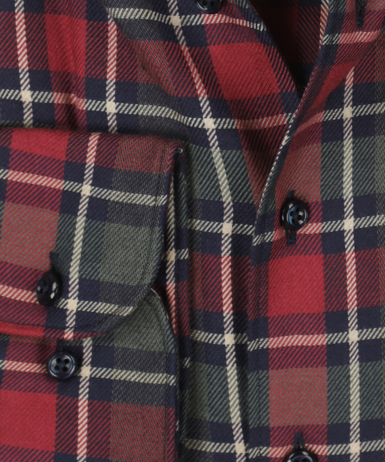 Shirt Brushed Cotton | Grote ruit Rood/Olijf/Wit