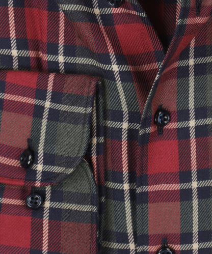 Shirt Brushed Cotton | Grote ruit Rood/Olijf/Wit