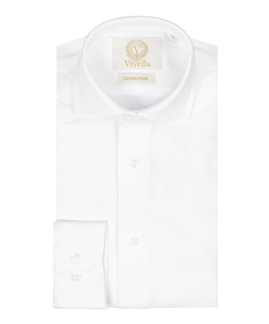 Viyella Knitted Pique Shirt | White