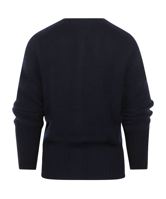 Harley of Scotland Women's Chunky Knit Button Cardigan | Navy Blue