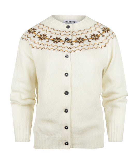 Harley of Scotland Women's Fair Isle Button Vest | White