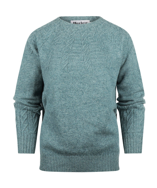 Harley of Scotland Damen-Pullover mit Rundhalsausschnitt | Grün