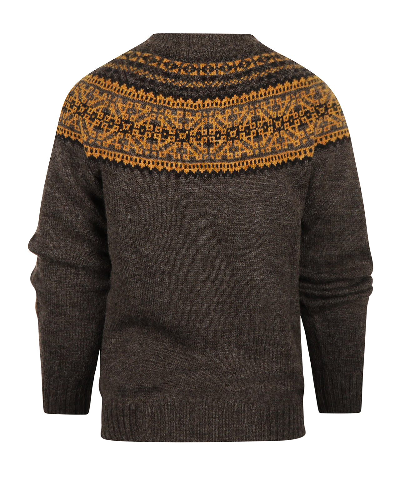 Harley of Scotland Fairisle-Pullover mit Rundhalsausschnitt | Grau