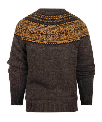 Harley of Scotland Fairisle-Pullover mit Rundhalsausschnitt | Grau