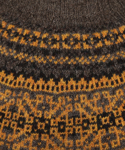 Harley of Scotland Fairisle-Pullover mit Rundhalsausschnitt | Grau