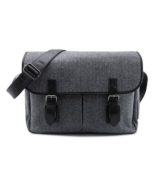 Laptop Tas Tweed met leer | Grijs Zwart