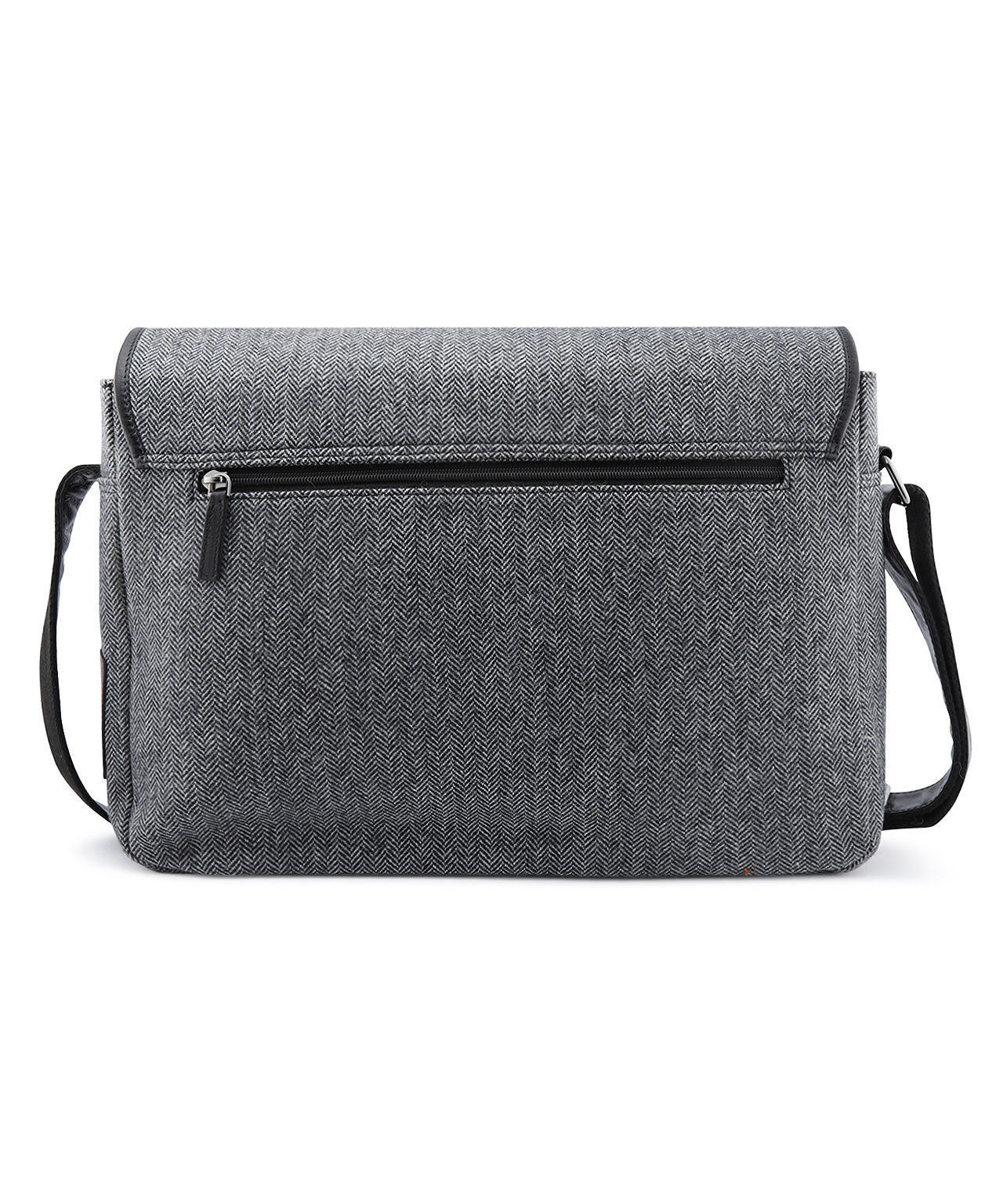Laptoptasche aus Tweed mit Leder | Schwarz