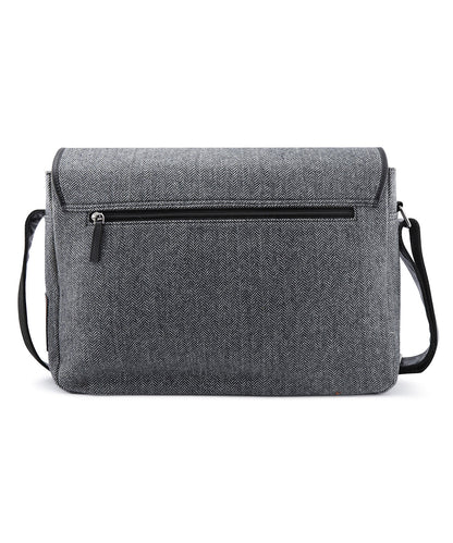 Laptoptasche aus Tweed mit Leder | Schwarz