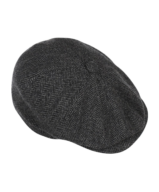 Christy Newsboy Tweed Cap | Herringbone Tweed Charcoal