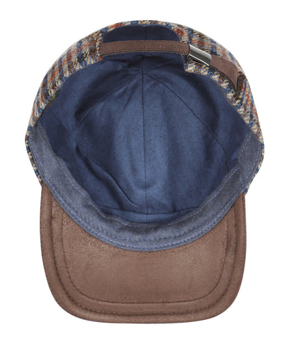 Baseballcap 100% Wolle | Dunkelbraun Kariert Melange