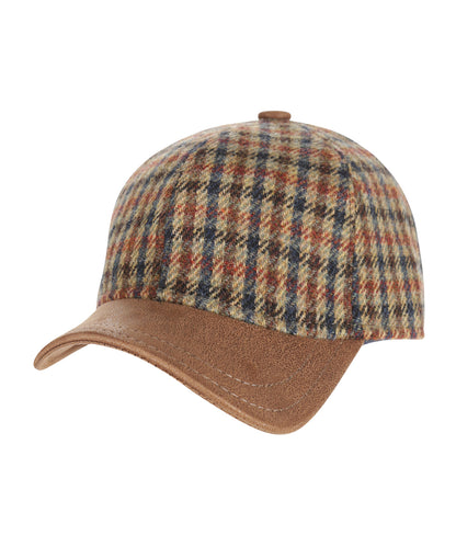 Baseball-Cap 100% Wolle | Hellbraun Karo Melange