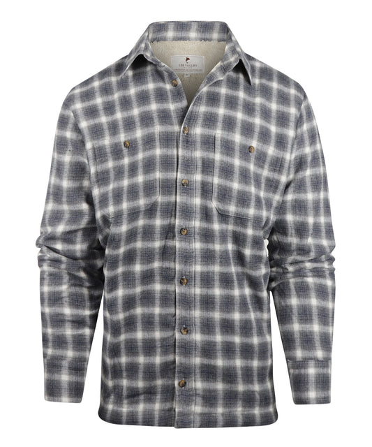Flannel Fleece Lined Shirt | Navy Beige Plaid