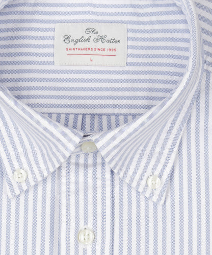 Oxford-Hemd Button-Down | Dunkelblau Weiß Gestreift