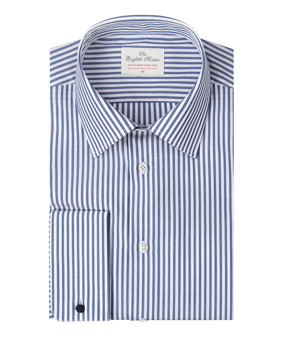 Shirt Dubbele Manchet | Donkerblauw Streep