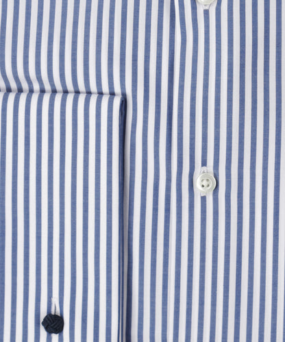 Shirt Dubbele Manchet | Donkerblauw Streep