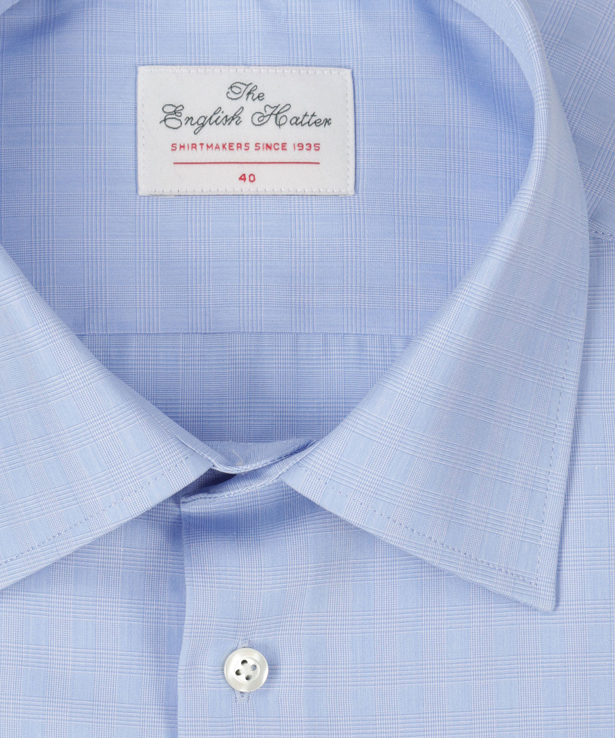 Shirt Dubbele Manchet | Blauw Houndstooth Ruit