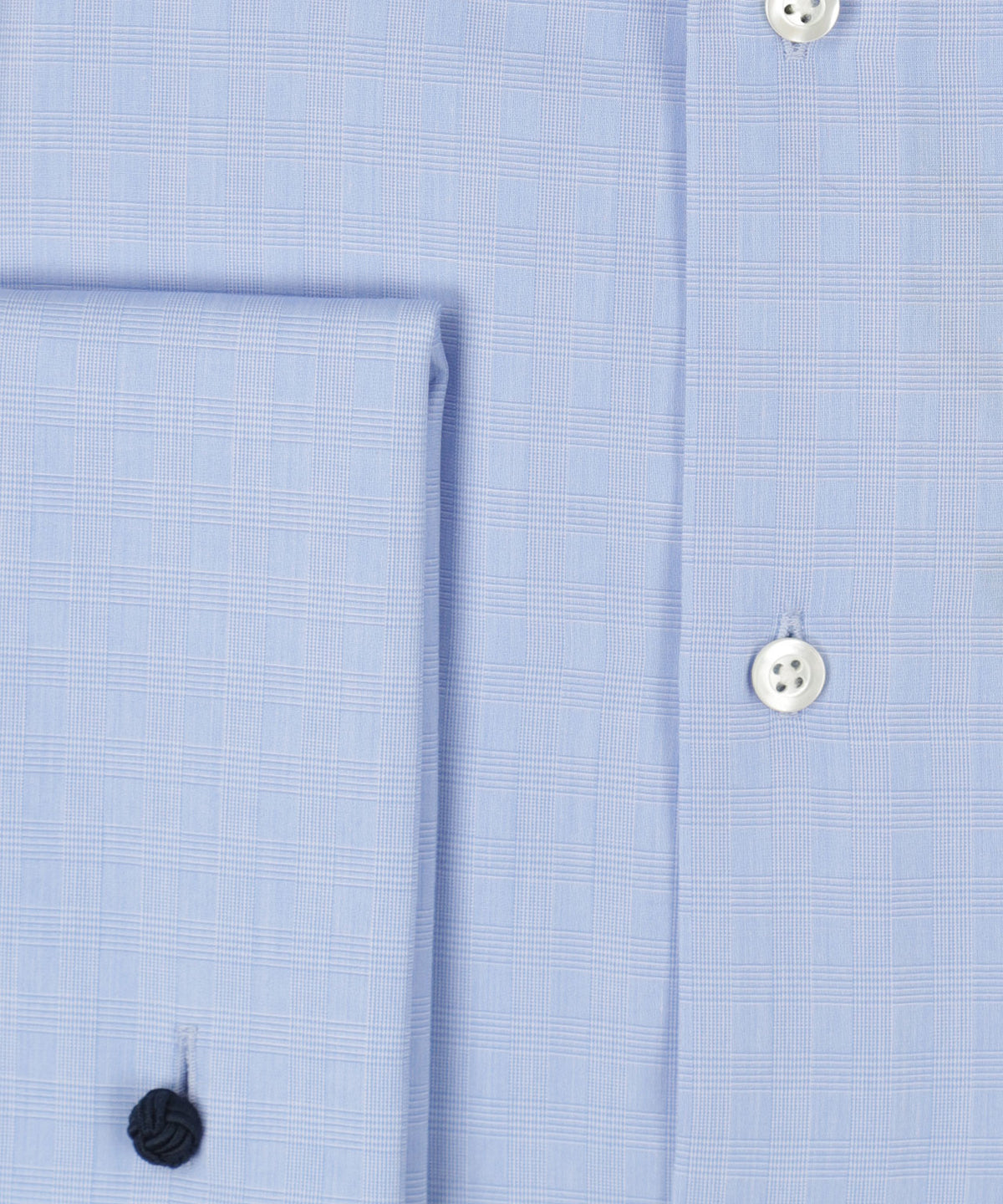 Shirt Dubbele Manchet | Blauw Houndstooth Ruit