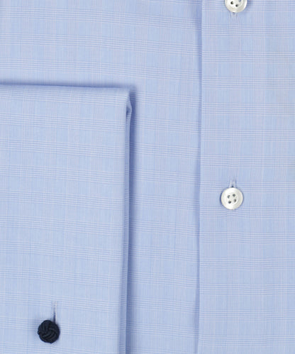 Shirt Dubbele Manchet | Blauw Houndstooth Ruit