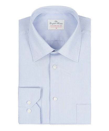 Non Iron Shirt Semi Widespread | Lichtblauw Streep