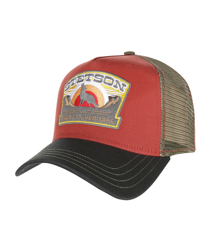 Trucker Cap Wolf | Dunkelgrün Rot Oliv