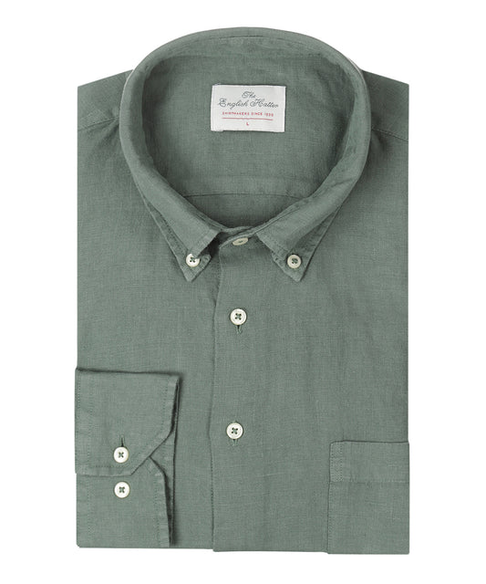 Shirt Garment Washed Linnen | Donkergroen