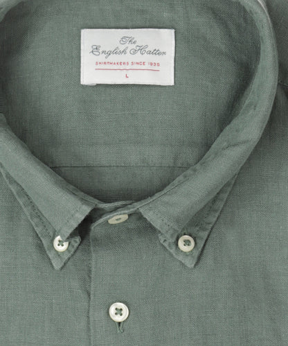 Shirt Garment Washed Linnen | Donkergroen