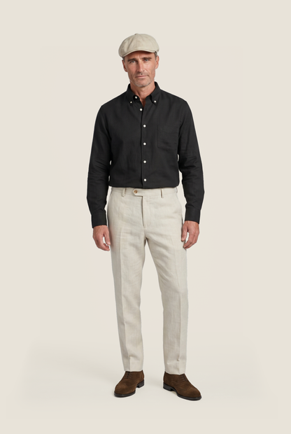 Shirt linen long sleeves | Black