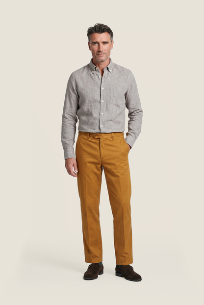 Shirt linen long sleeves | Brown