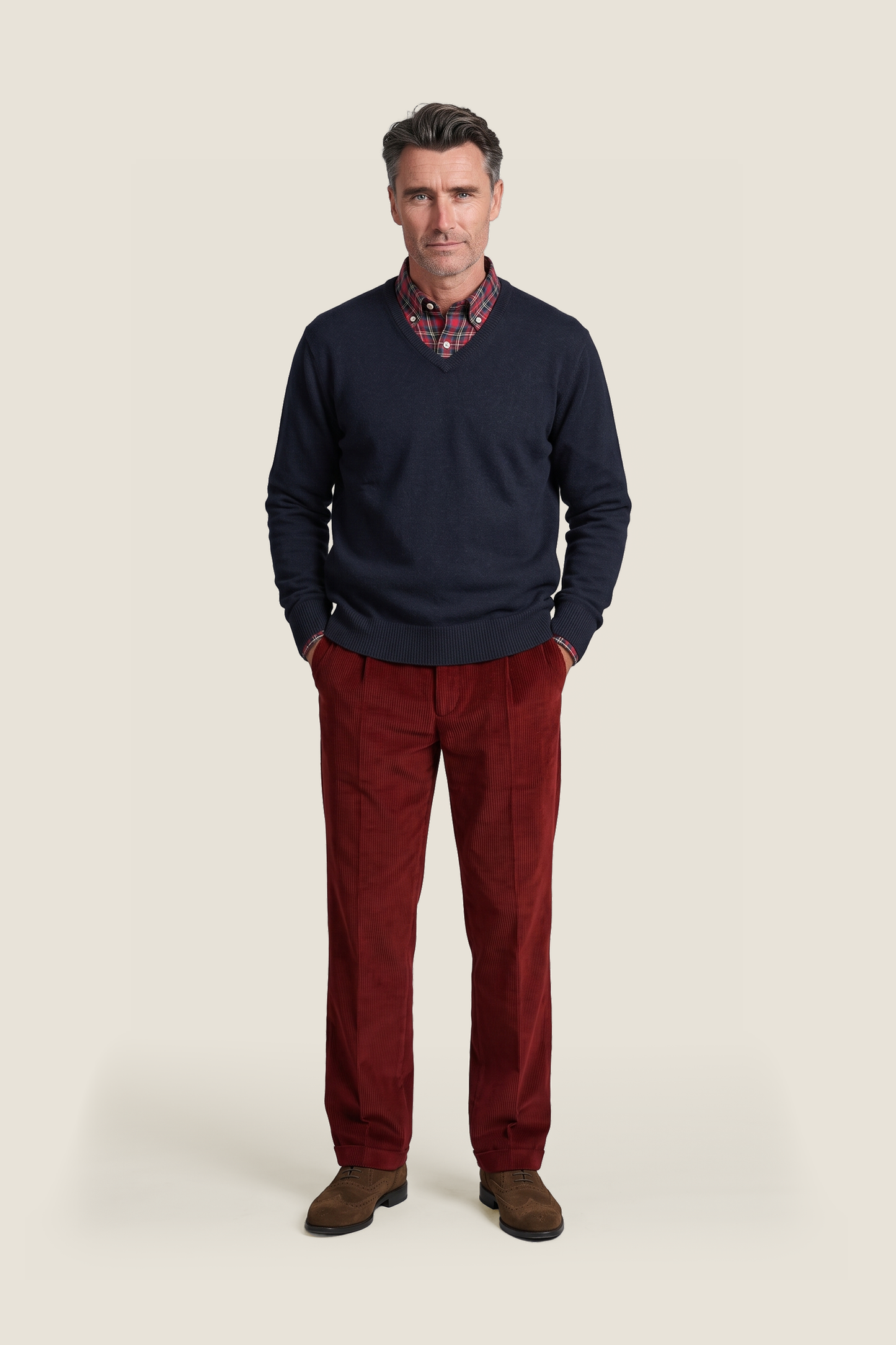 William Lockie V-neck Lambswool Pullover | Oxford Blue
