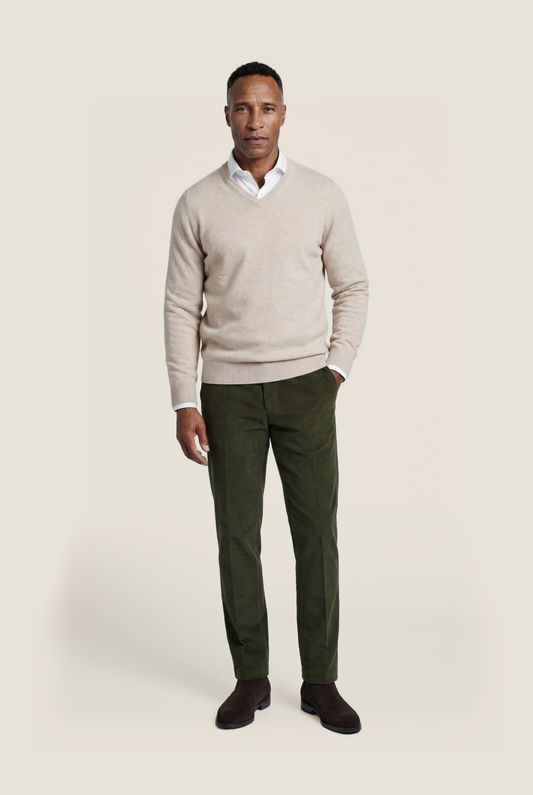 Classic Lambswool v-neck sweater | Brown