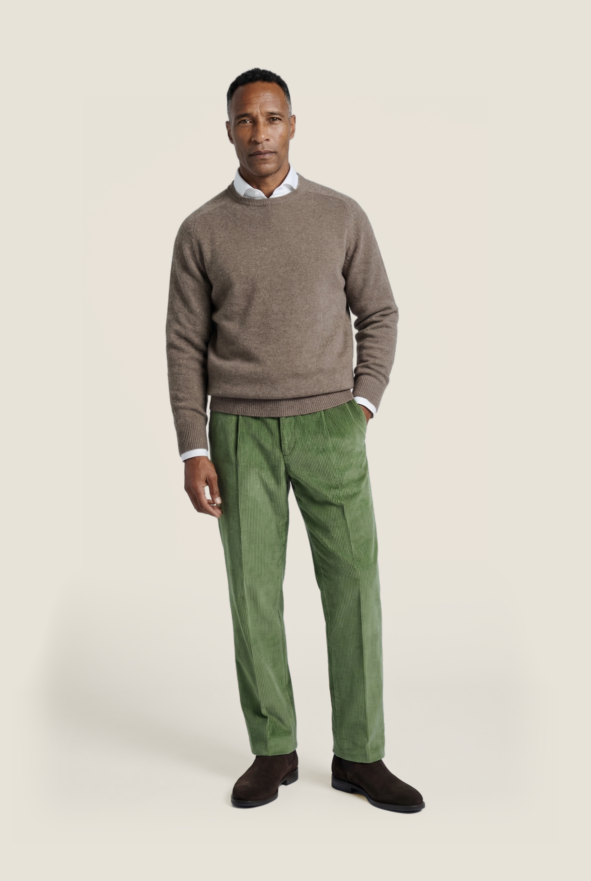 Pullover Lambswool round neck | Brown