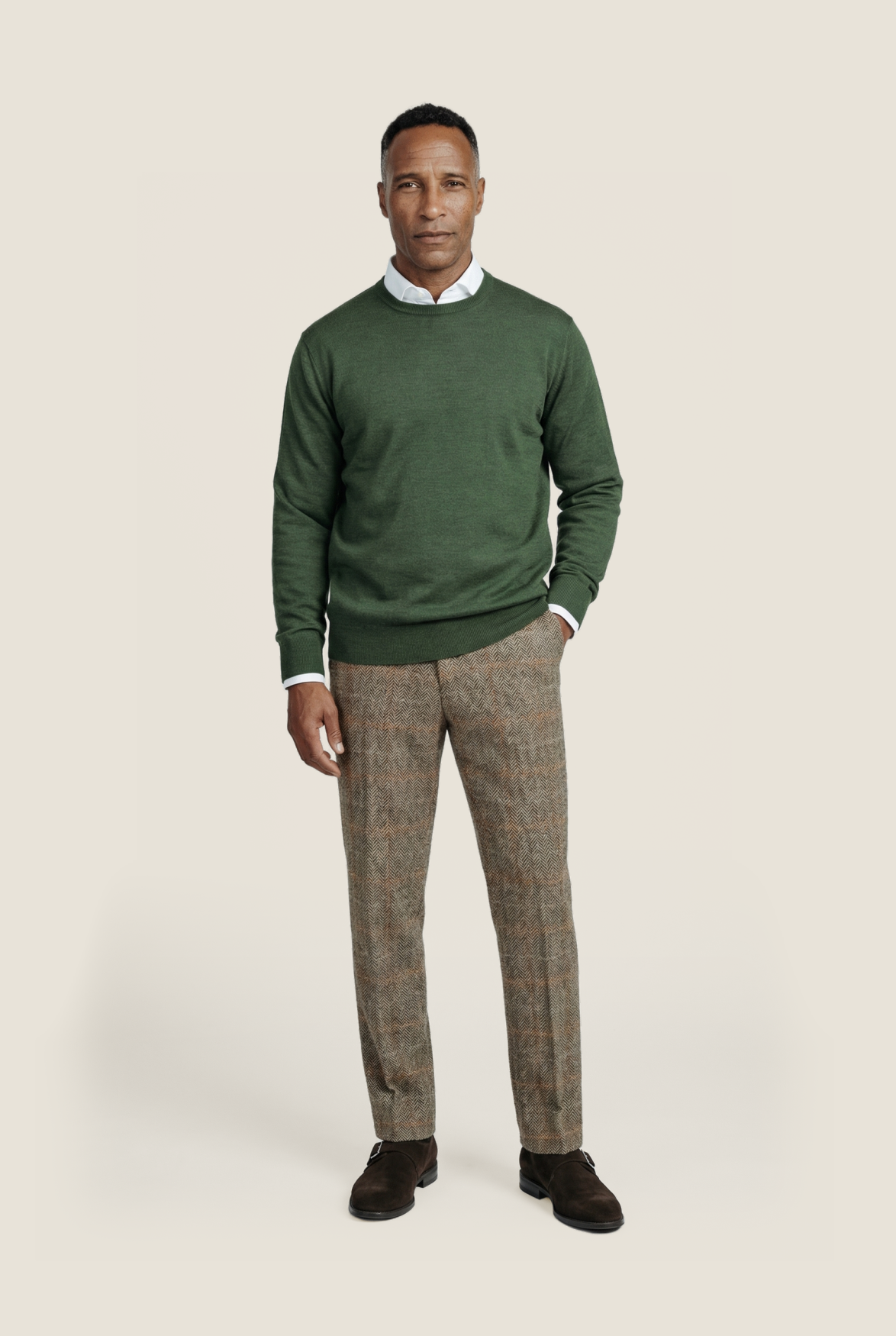 Merino O-Hals | Groen Melange