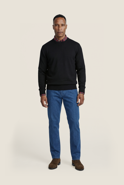 Merino wool round neck sweater | Black