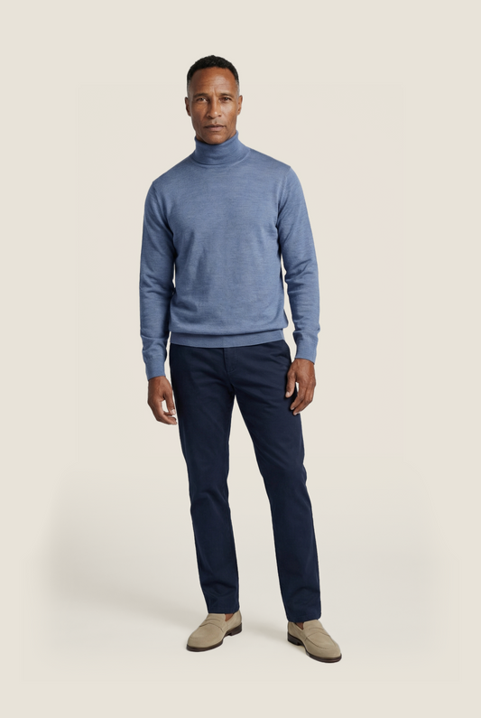 Merino Kol | Staal Blauw Melange