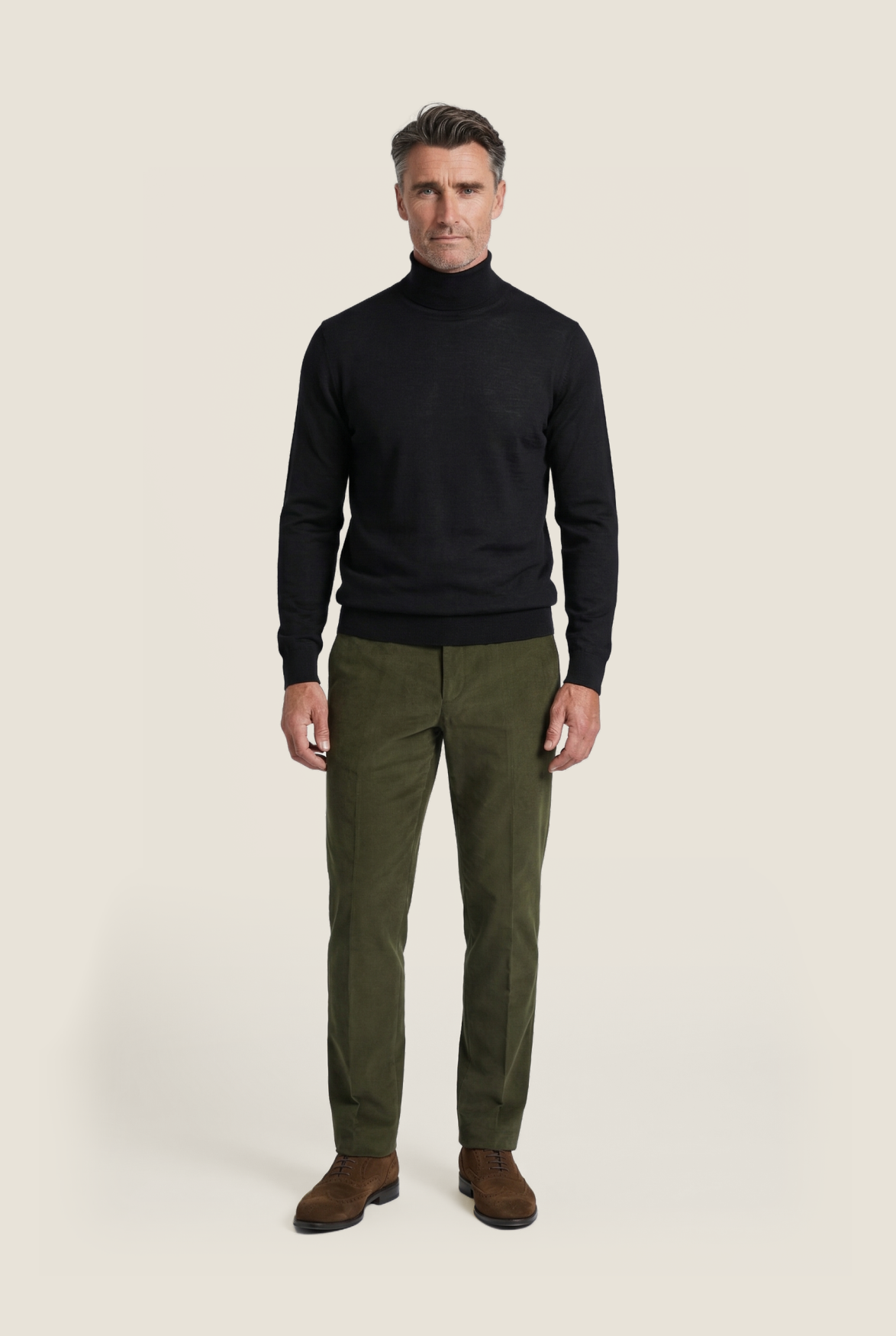 Merino Roll Neck Pullover | Zwart