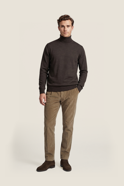 Merino Roll Neck Pullover | Donker Bruin