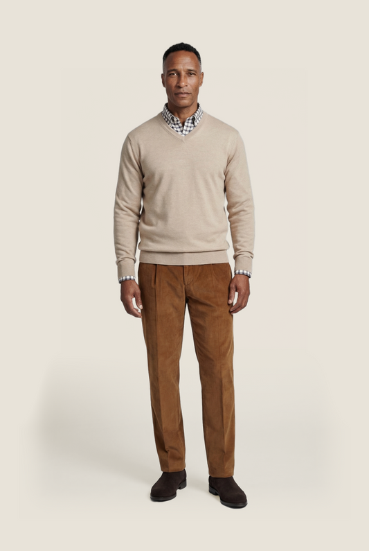 Merino V-Hals Pullover | Beige