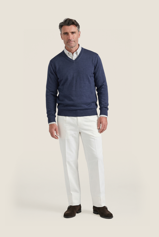 Merino V-Hals Pullover | Light Indigo