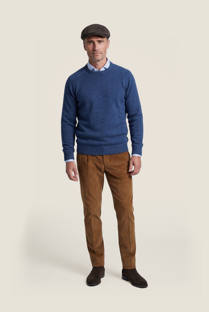 Pullover Lambswool round neck | Blue