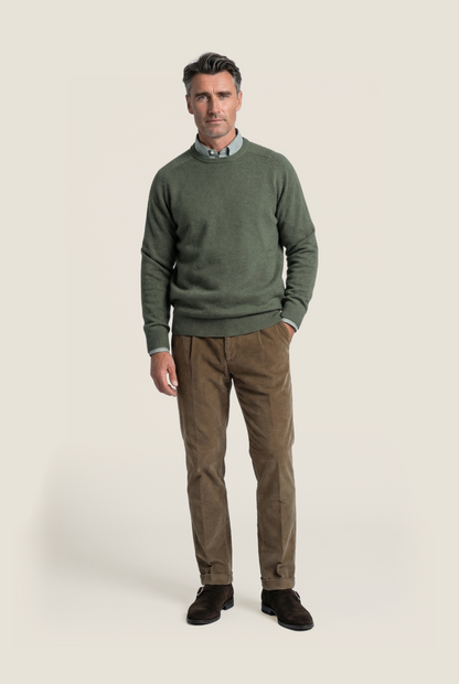 Pullover Lambswool round neck | Green