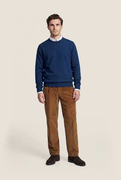 Merino wool round neck sweater | Blue