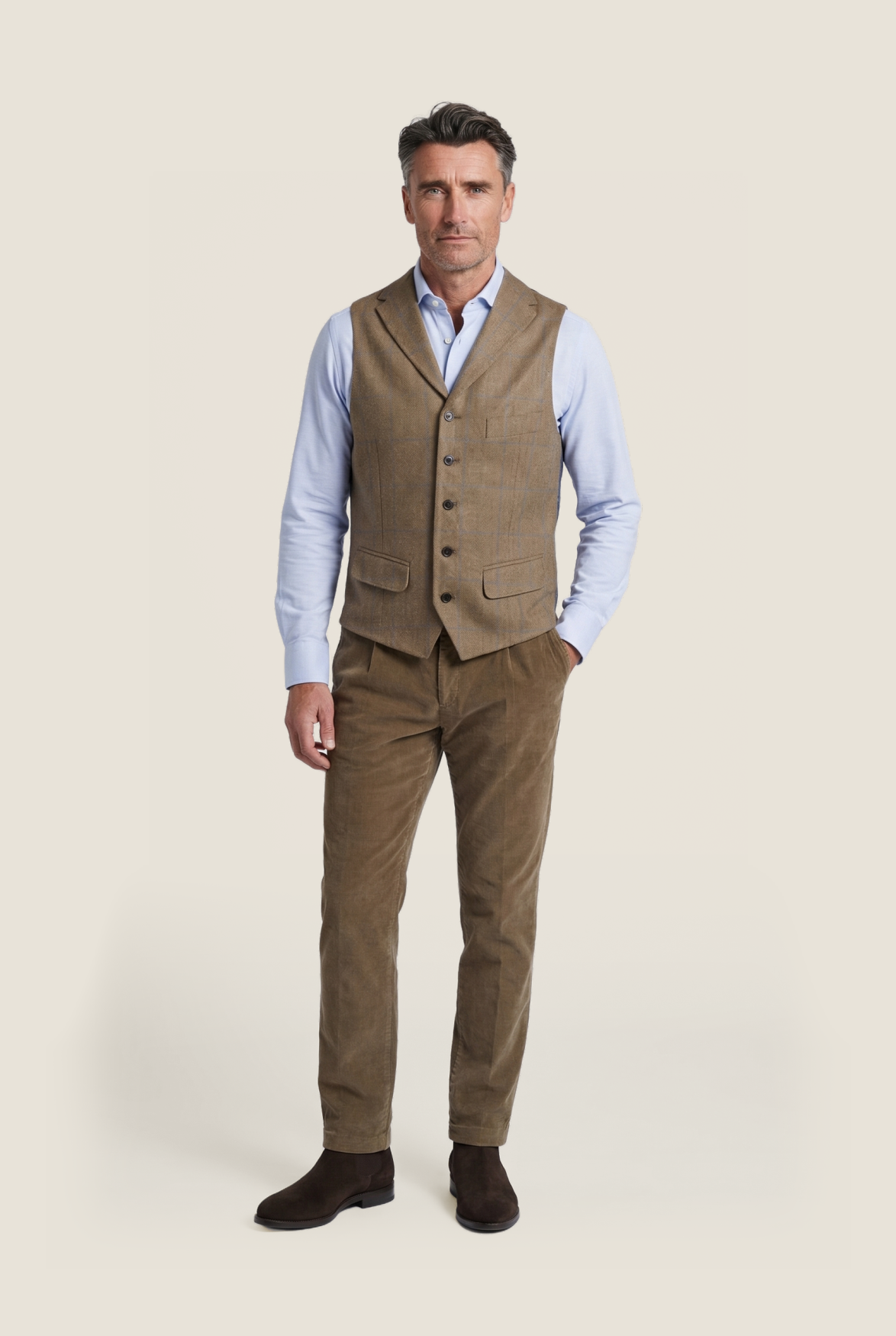 Wellington-Weste aus 100 % Seide | Braun
