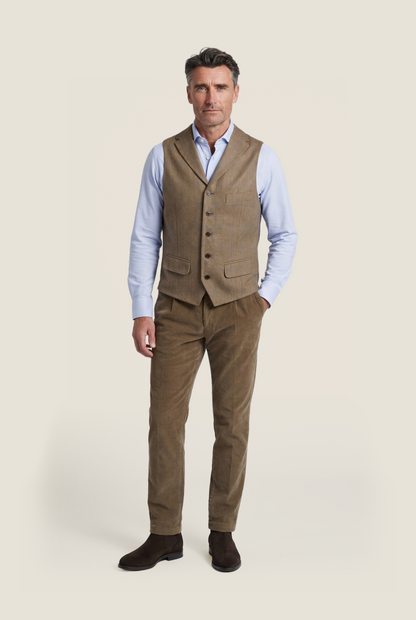 Wellington-Weste aus 100 % Seide | Braun