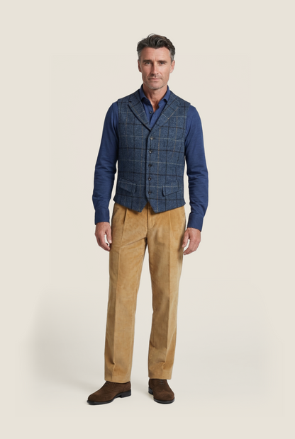 Harris Tweed Gilet | Blue
